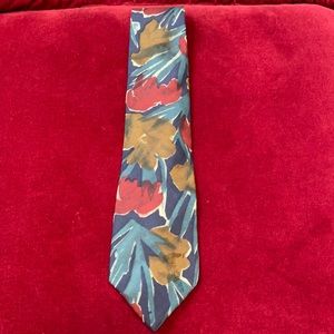 Christian Dior Tie Silk Vintage Floral Red Blue